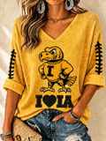 Women'S Football Print Waffle Top