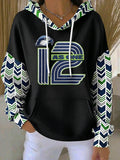 Women's Football Print Hooded Sweatshirt