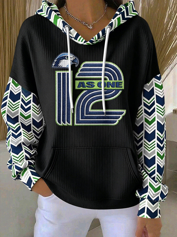 Women's Football Print Hooded Sweatshirt
