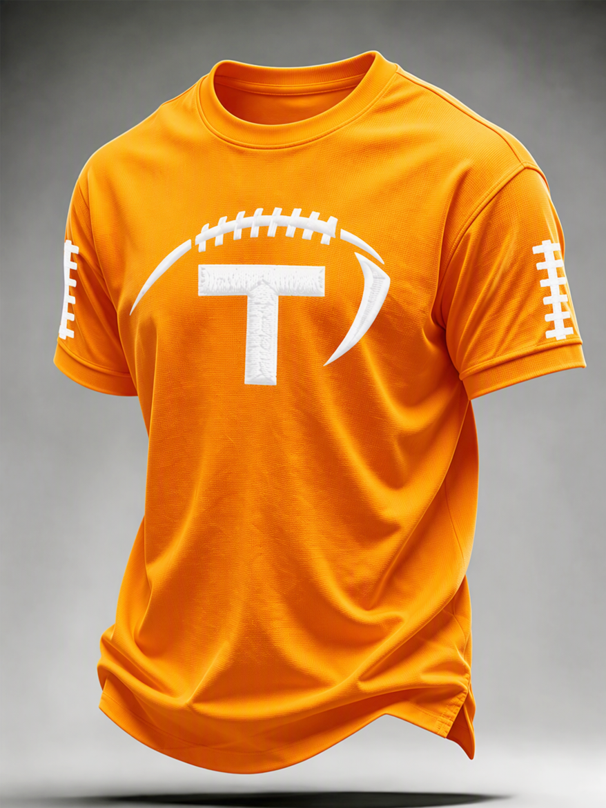 Men'S Football Printed Round Neck T-Shirt