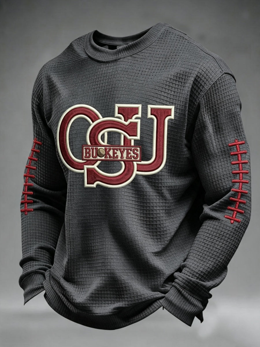 Men'S Football Printed Waffle Sweatshirt