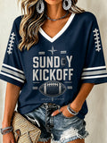 Women's We Dem Boyz Printed Mid-length Sleeves V-Neck T-Shirt