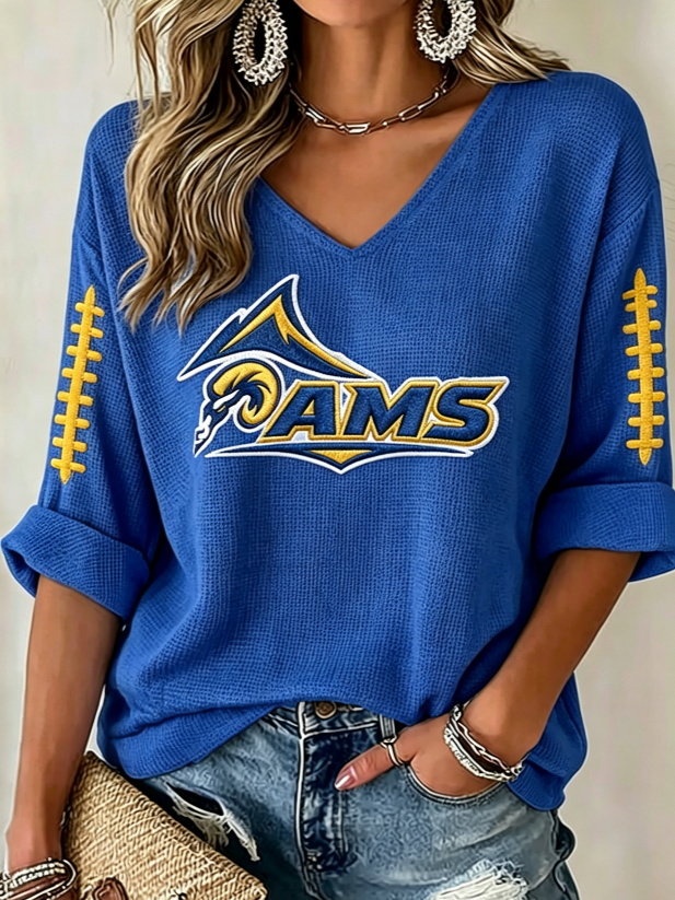 Women'S Football Print Waffle Top