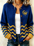 Women's Football Fans Printed Knitted Cardigan Top