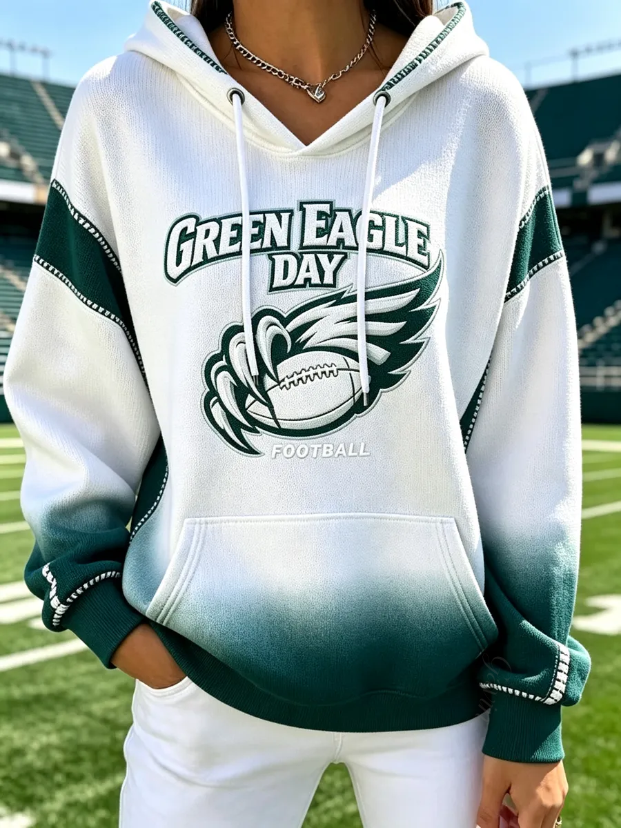 Women'S Football Fans Print Hooded Sweatshirt
