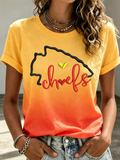Women's Football Color Block Casual Sports T-shirt