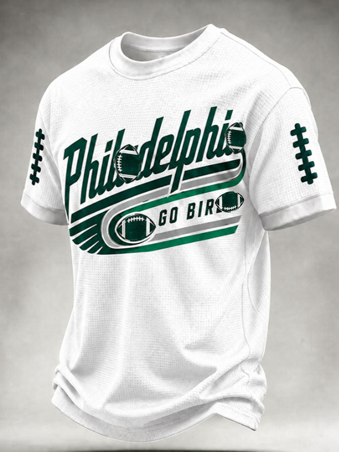 Men's Eagles and Go Birds Football Print Waffle T-shirt