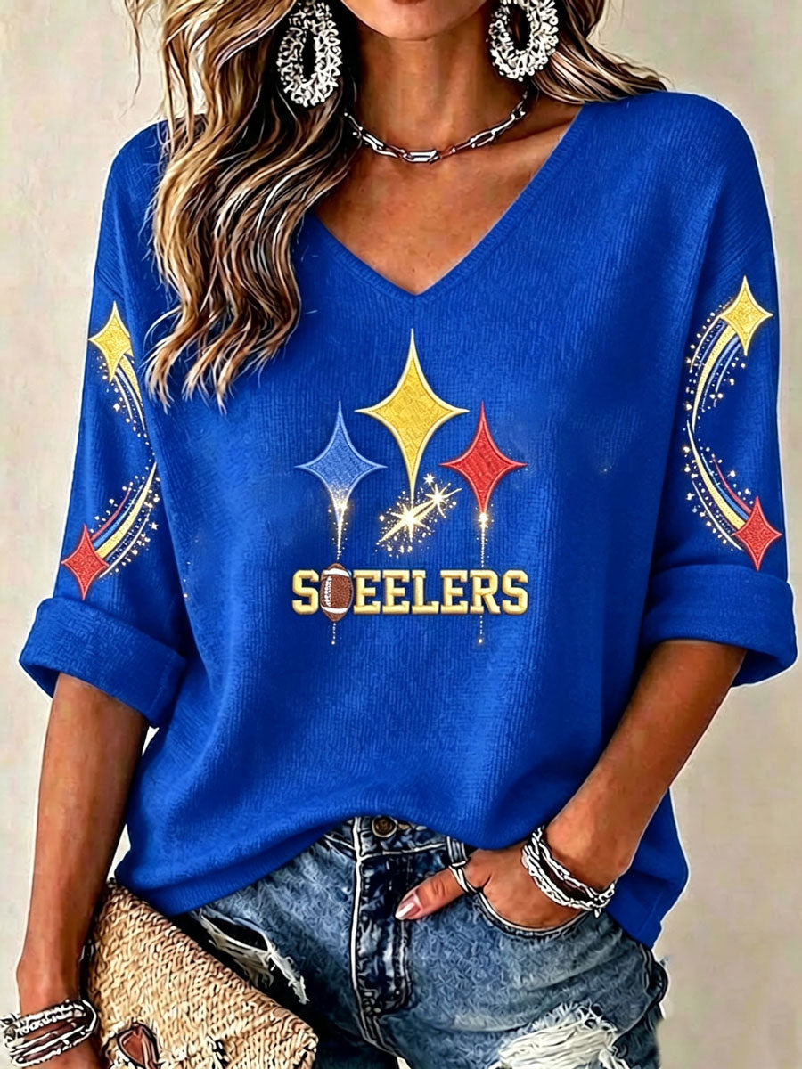 Women'S Football Print Waffle Top
