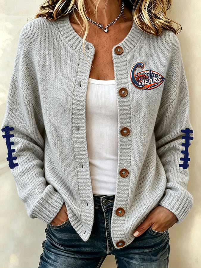 Women'S Football Sports Casual Knitted Jacket
