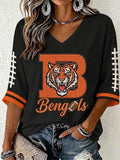 Women'S Football Print Waffle Top