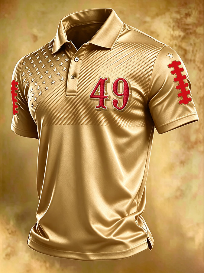 Men'S Football Print Polo T-Shirt
