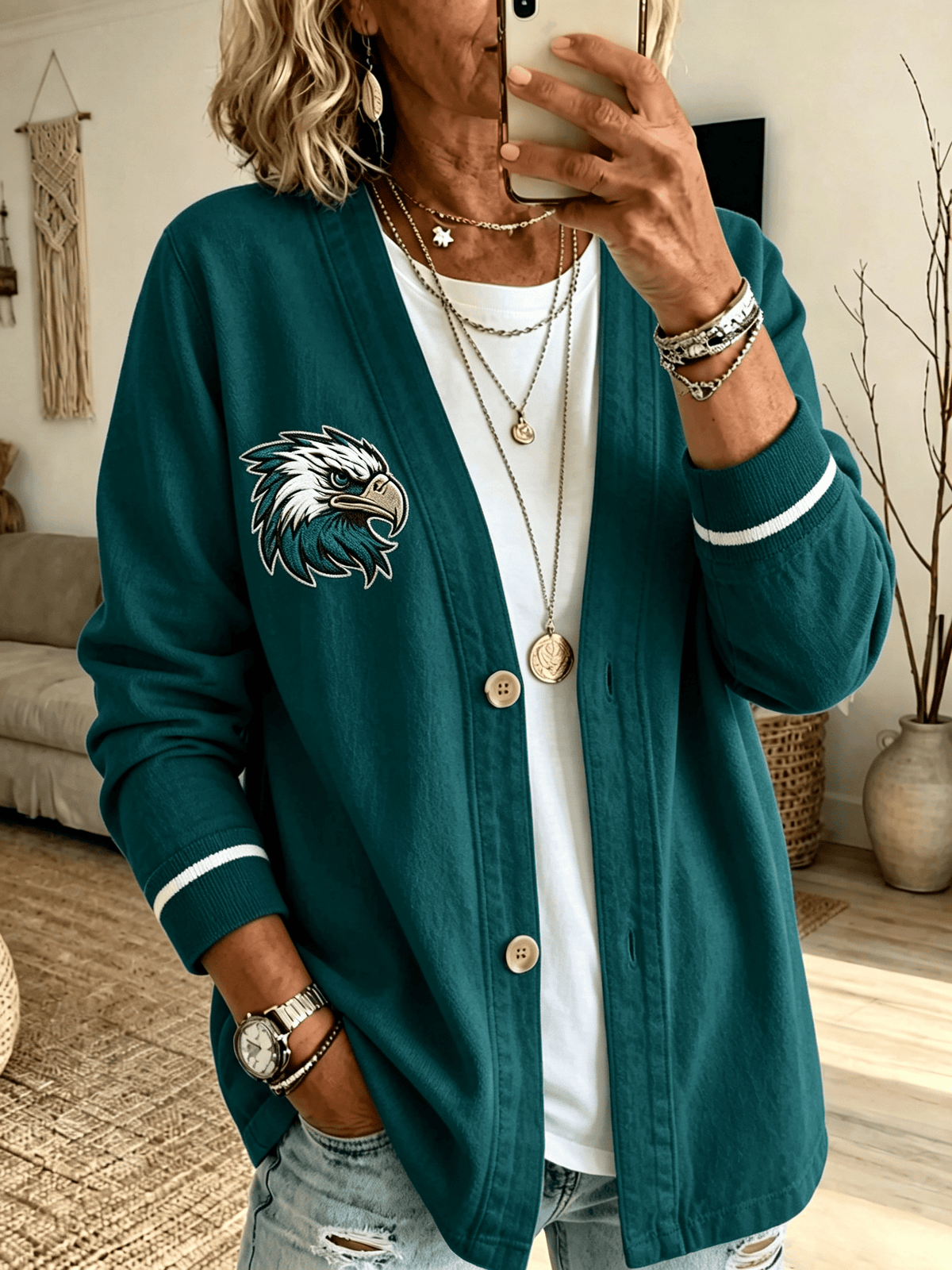 Women'S Casual Football Cardigan Top
