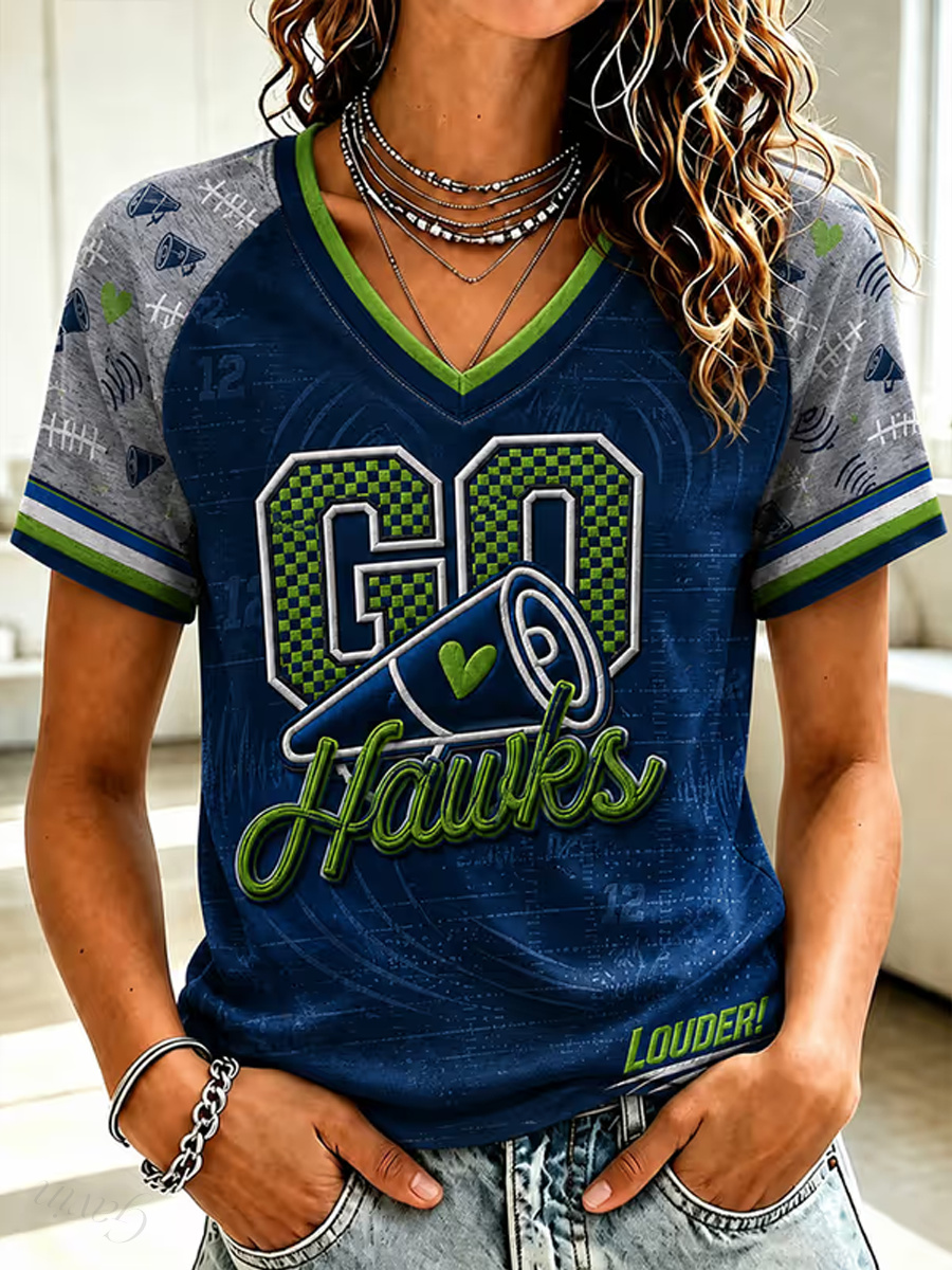 Women'S Casual Short-Sleeve T-Shirt With Rugby Print
