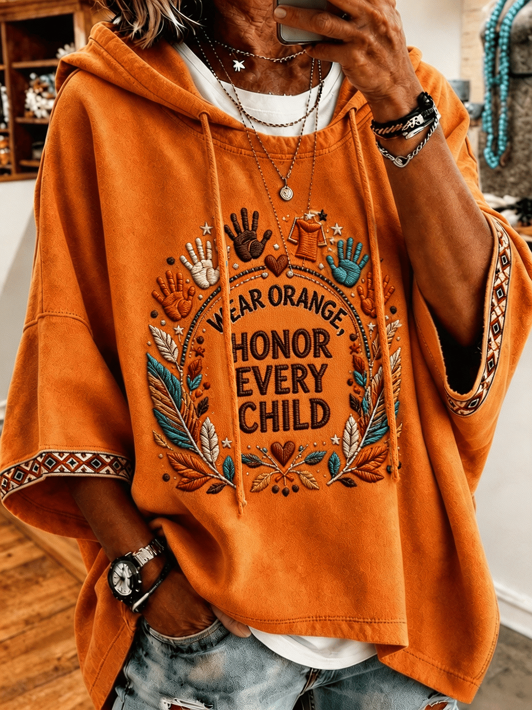 Women's Orange Sun Print Sweatshirt