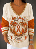 Women's Orange Shirt Day Print Knit Sweater