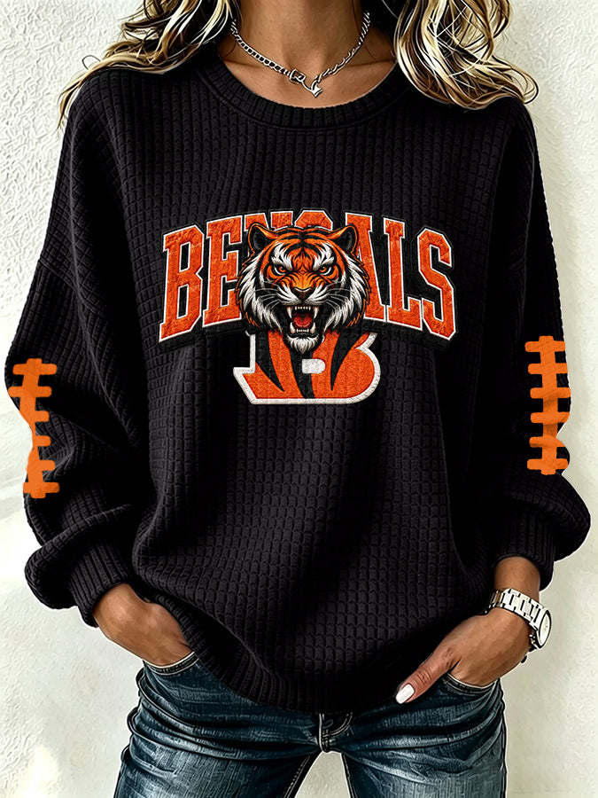 Women'S Football Print Round Neck Sweatshirt