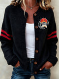 Women'S Casual Football Print Knitted Cardigan Top