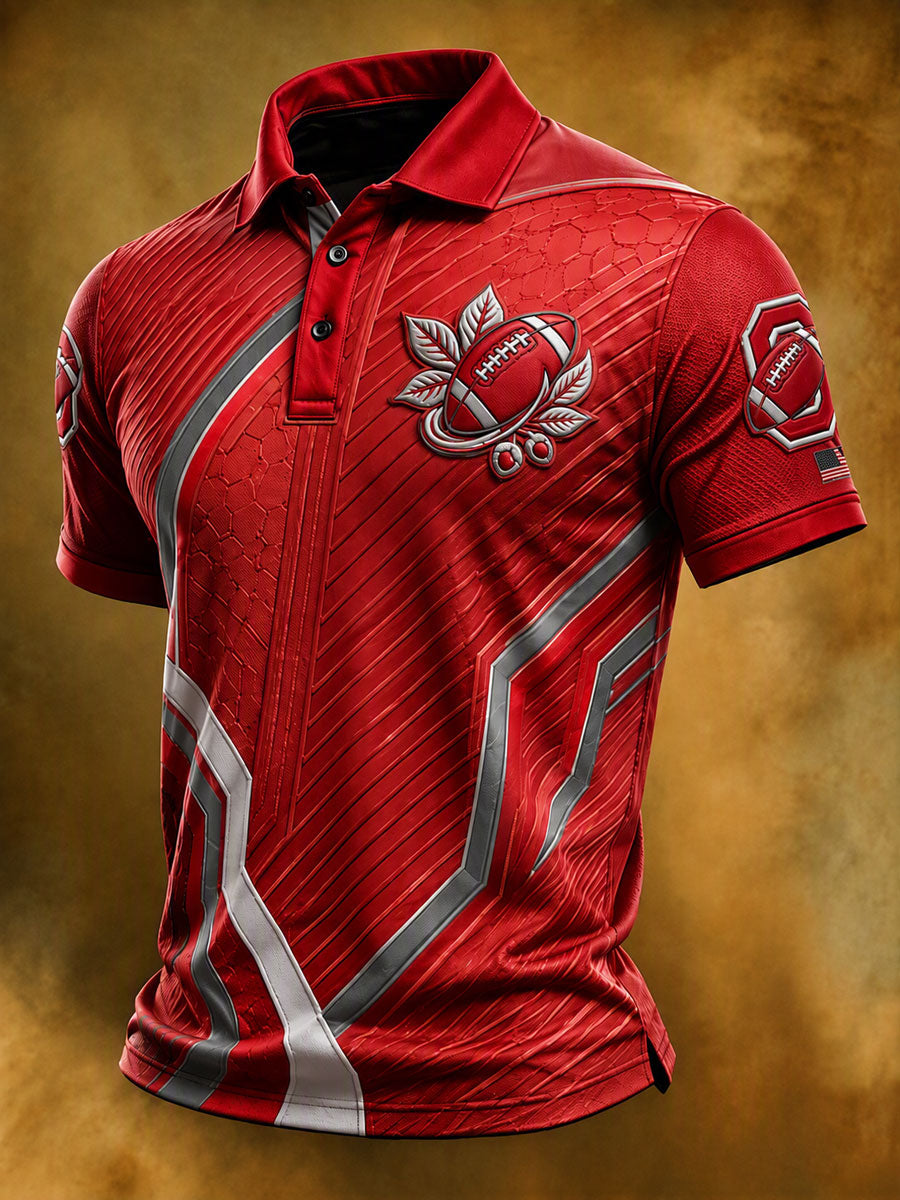 Men'S Retro Rugby Collar Polo T-Shirt
