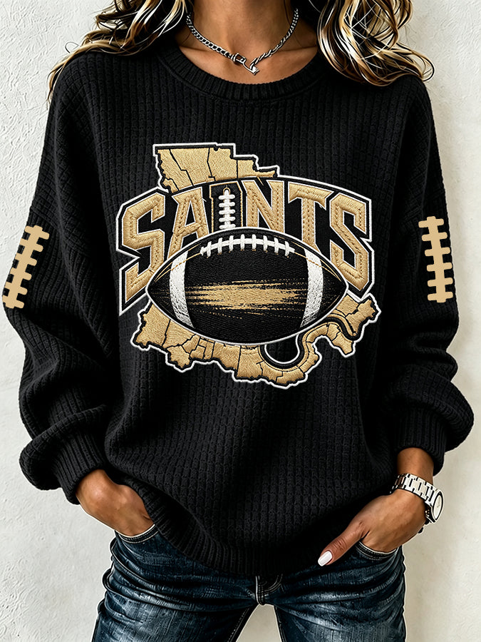 Women'S Football Print Checkered Sweatshirt