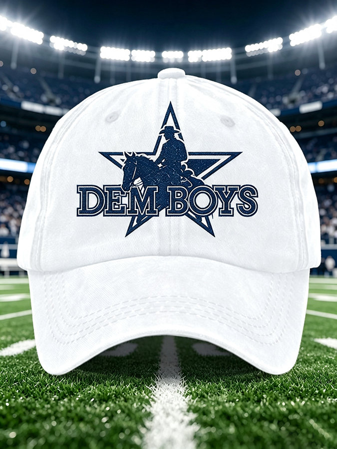 Unisex Football Print Washed Duckbill Cap