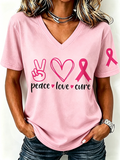 Pink Series Breast Cancer Public Welfare Slogan Printed Women'S Top