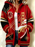 Women's Football Supporters Hooded Knit Cardigan