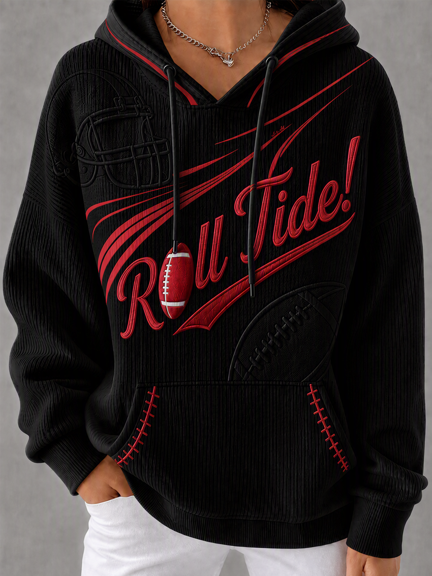 Women'S College Football Printed Hooded Sweatshirt