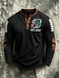 Men'S Casual Football Printed Waffle Top