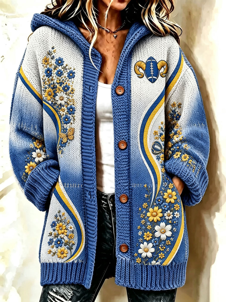Women's Football Printed Casual Cardigan