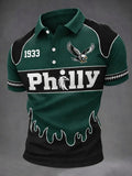 Men's Football Print Casual Polo Shirt