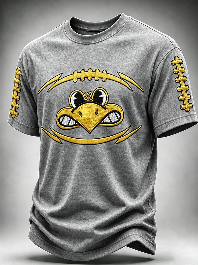 Men'S Rugby Printed Round Neck T-Shirt