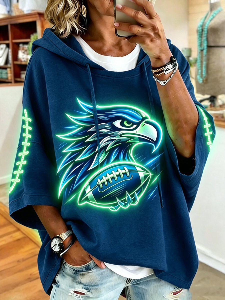 Women's Football Game Print Casual Hoodie