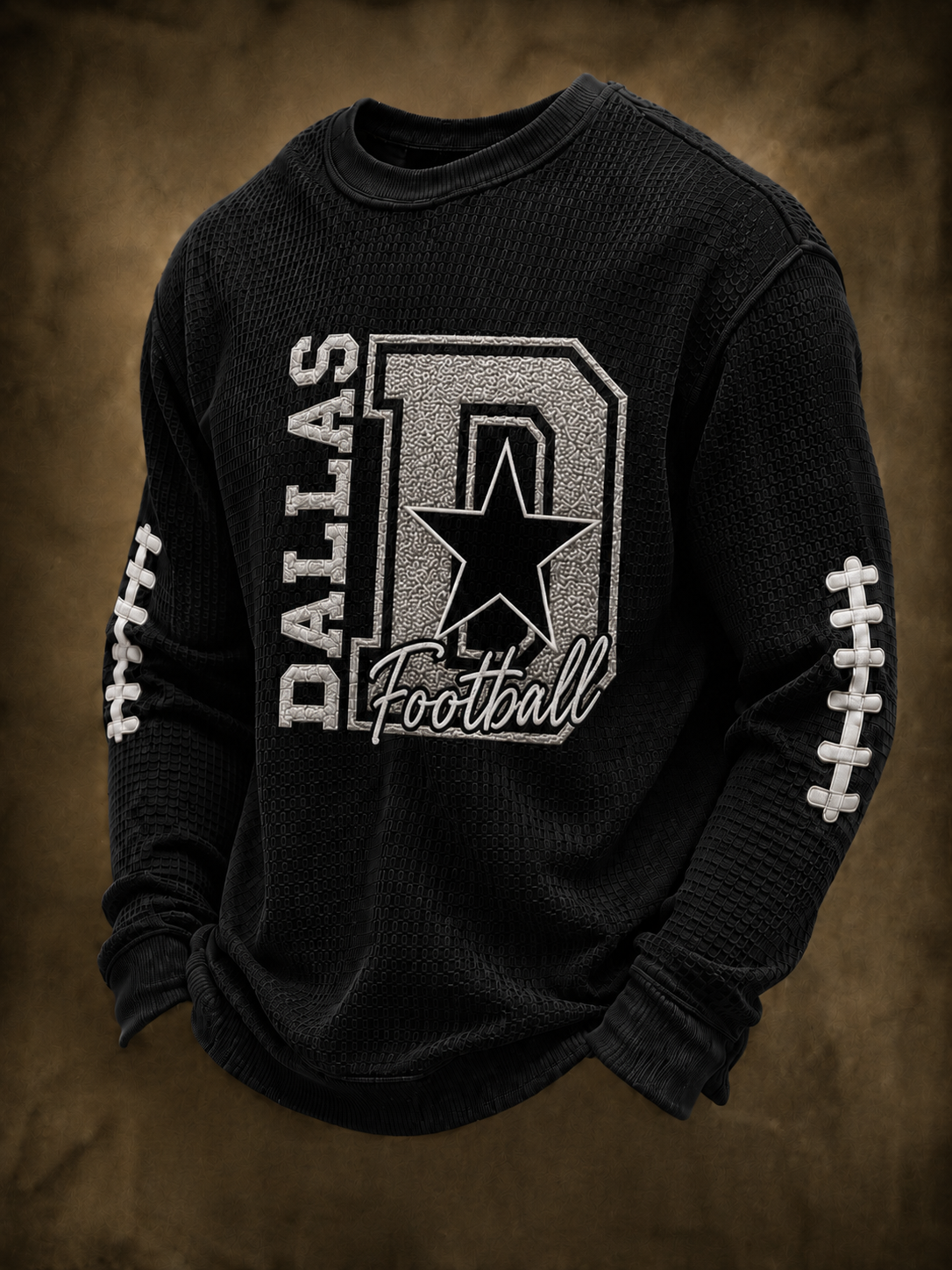 Men's Retro Football Pattern Waffle T-shirt
