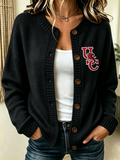 Women'S Casual Football Plant Knitted Cardigan Top