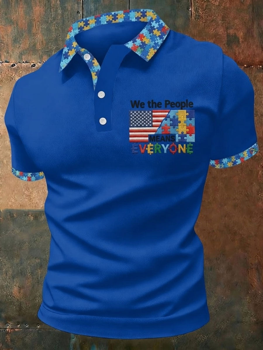 Men's Autism-Themed Printed Polo Shirt
