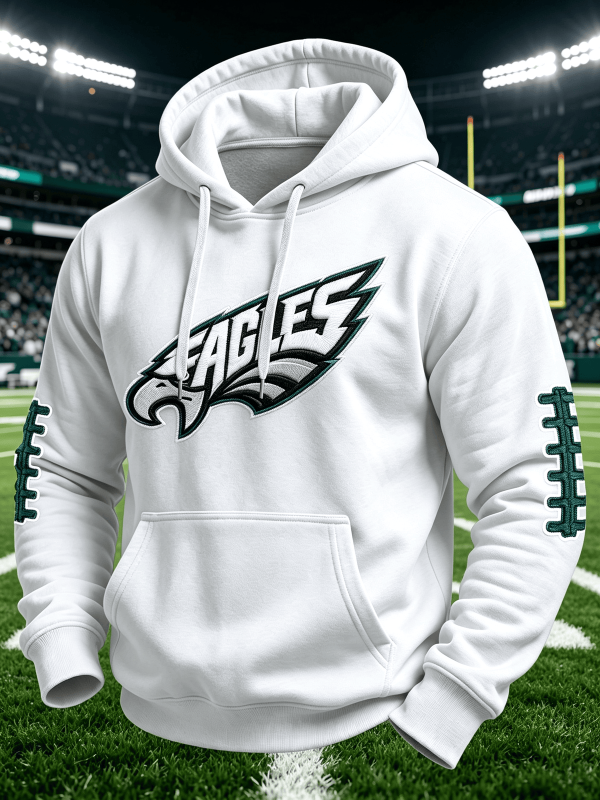 Men'S Casual Football Print Hooded Sweatshirt