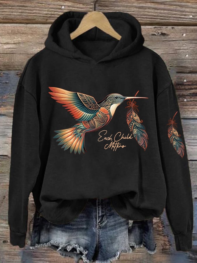 Women's Orange Shirt Day Printed Long Sleeve Hoodie