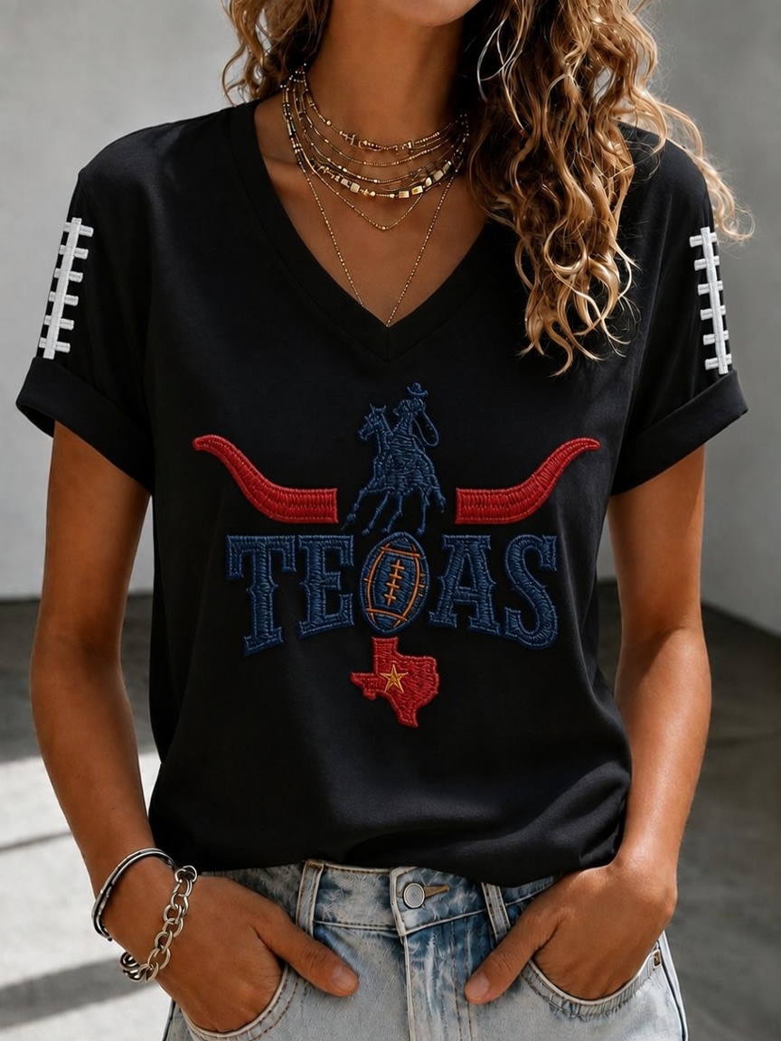 Women'S Football Print Short-Sleeve T-Shirt