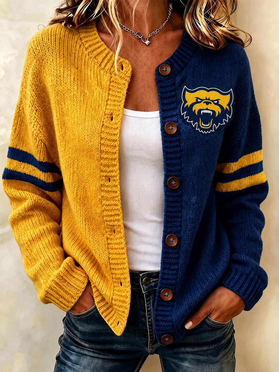 Women's Football Gradient Sweater Cardigan