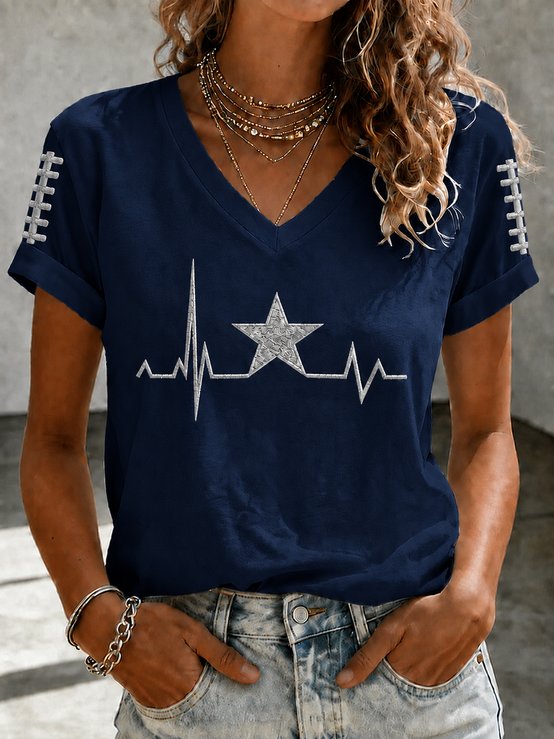 Women'S Retro Rugby Printed Casual T-Shirt