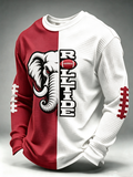 Men'S College Rugby Printed Round Neck Sports Shirt Waffle T-Shirt