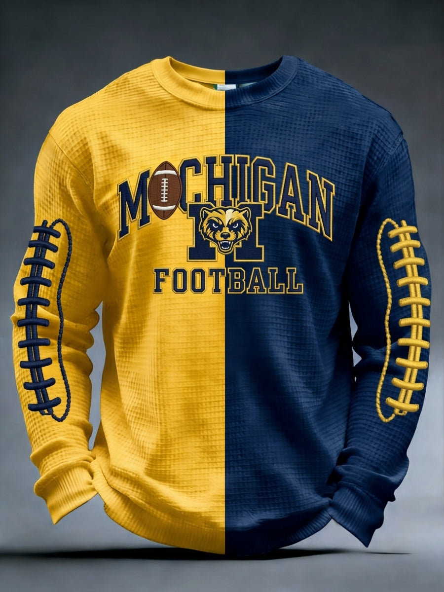 Men's Football Print Waffle Sweatshirt