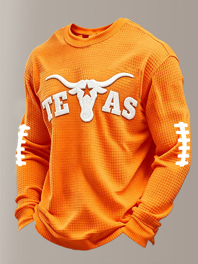 Men'S Casual Football Pattern Waffle T-Shirt
