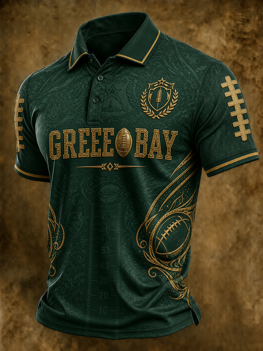 Men'S Football Printed Polo Shirt