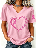 Pink Series Breast Cancer Public Welfare Slogan Printed Women'S Top