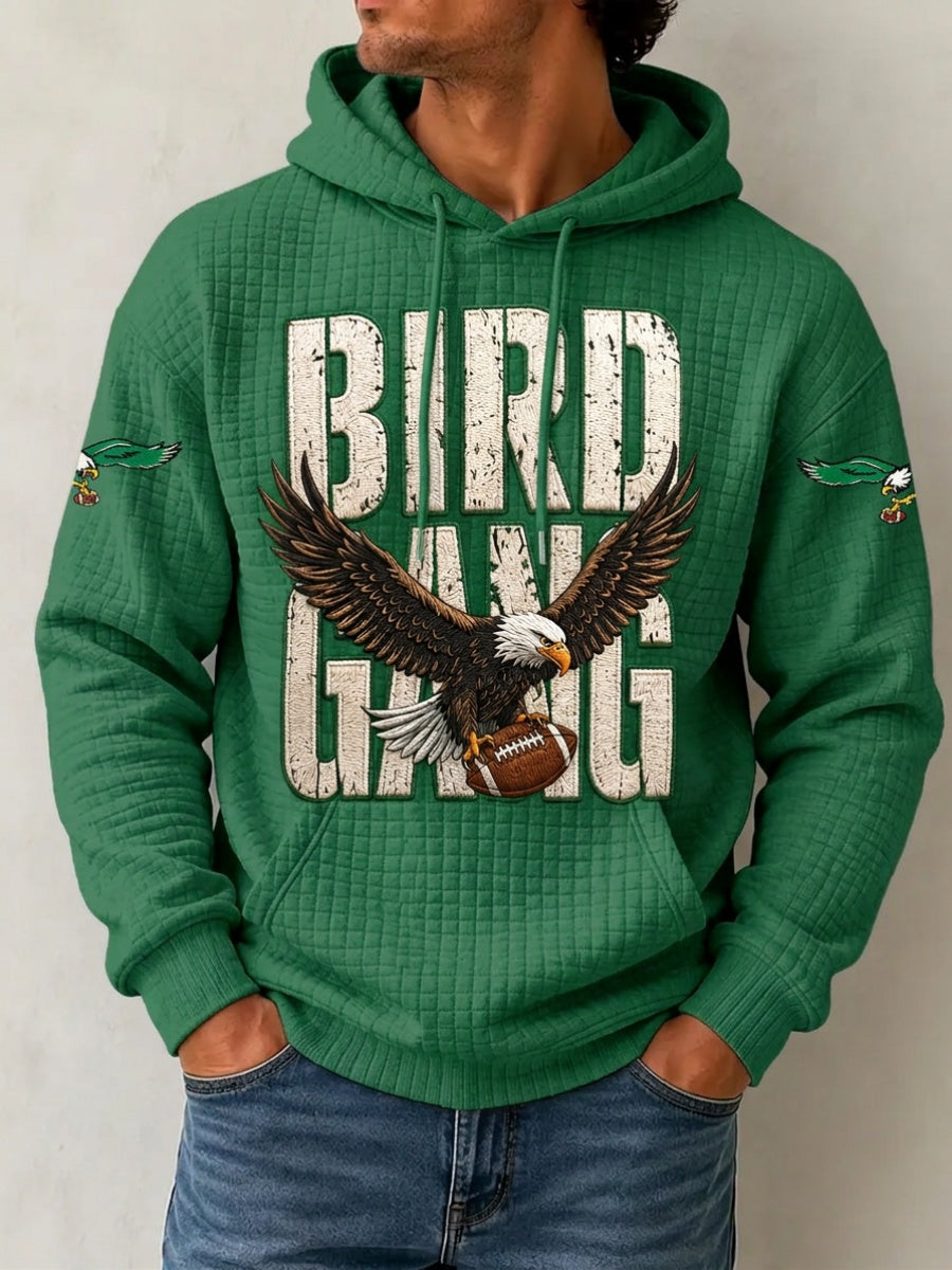 Men'S Football Printed Casual Waffle Hoodie