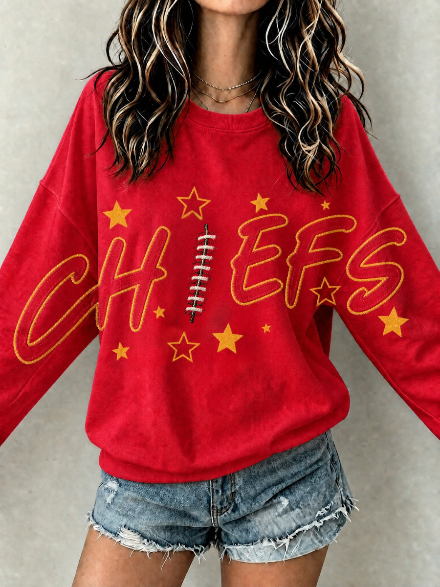 Women's Football Printed Casual Sweatshirt