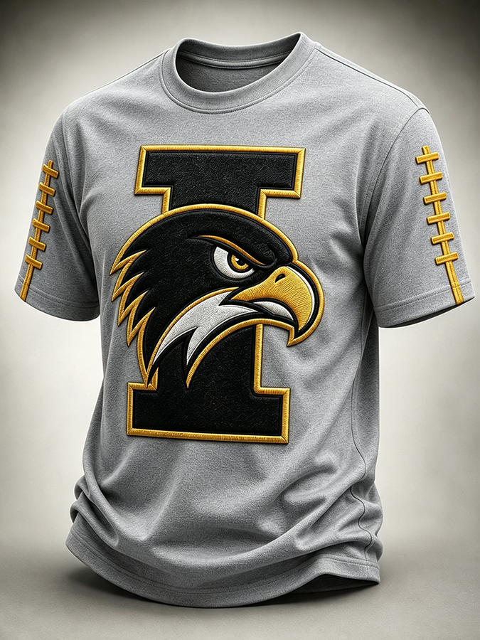 Men'S Rugby Printed Round Neck T-Shirt