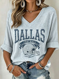 Women's Football Print Waffle Top