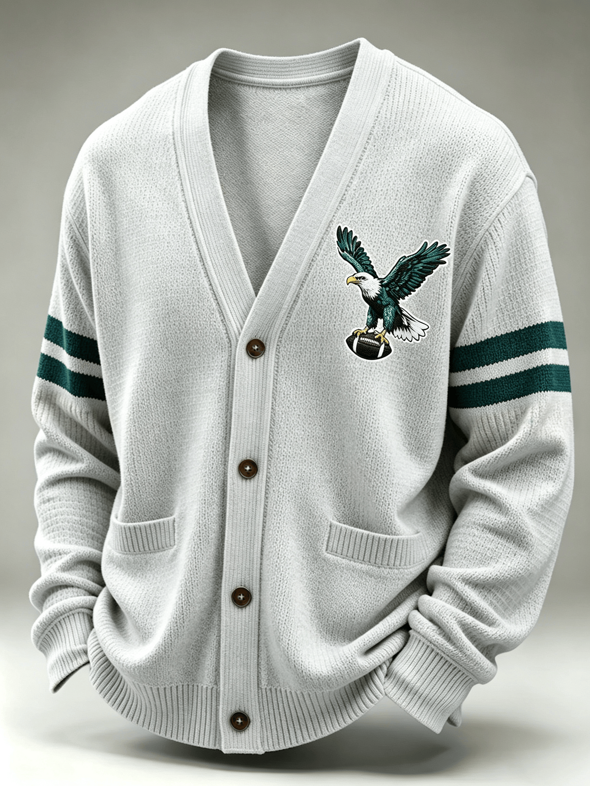 Men'S Casual Football Printed Cardigan